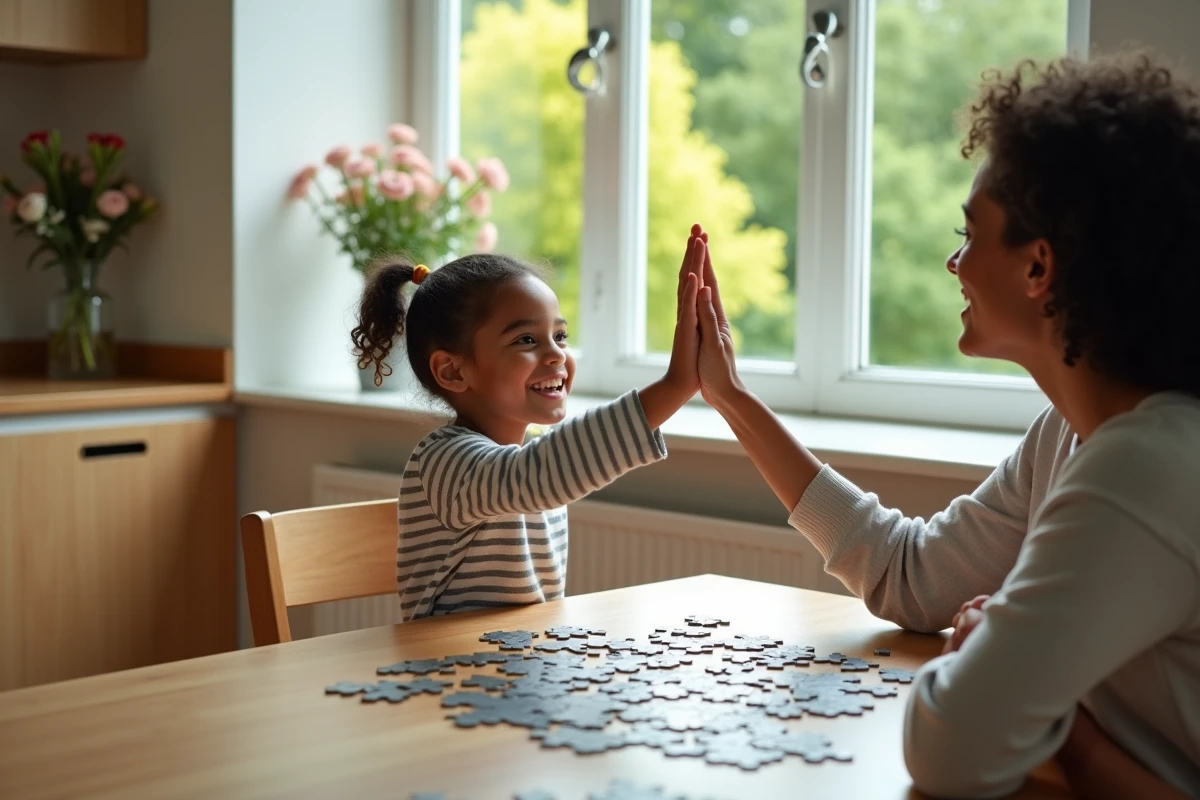 Fille de 10 ans souriante reçoit un high five lors d