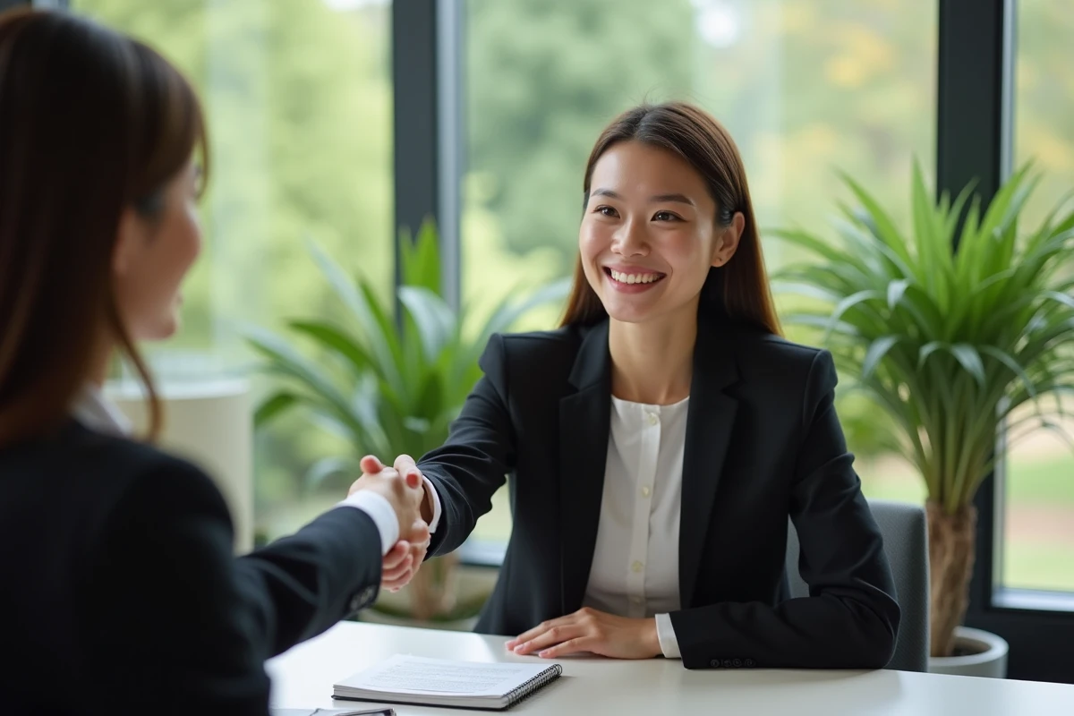 Jeune diplômée serrant la main d